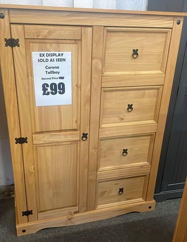 Corona tallboy wardrobe pine - tallboy, 1